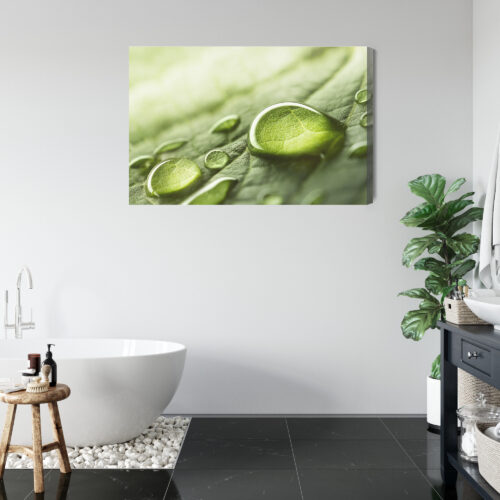 Obraz na płótnie Krople Wody Natura Liść Makrofotografia  Premium Canvas - obrazek 5