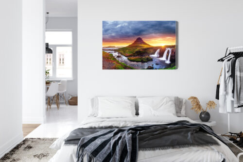 Obraz na płótnie Góra Wodospad Islandia Zachód słońca  Premium Canvas - obrazek 7