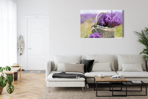 Obraz na płótnie Lawenda Kosz Kwiaty Prowansja  Premium Canvas - obrazek 6
