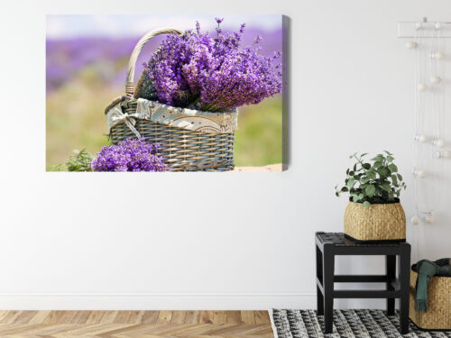 Obraz na płótnie Lawenda Kosz Kwiaty Prowansja  Premium Canvas - obrazek 8