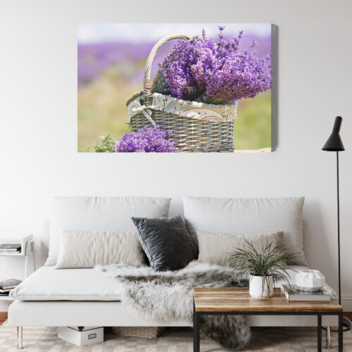 Obraz na płótnie Lawenda Kosz Kwiaty Prowansja  Premium Canvas - obrazek 4