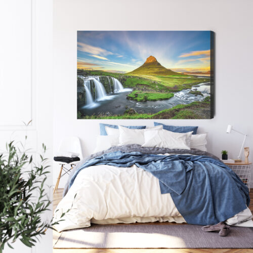 Obraz na płótnie Wodospad Góra Krajobraz Islandia  Premium Canvas - obrazek 3