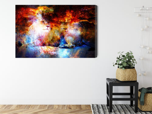 Obraz na płótnie Lew Fantazja Kosmos  Premium Canvas - obrazek 8