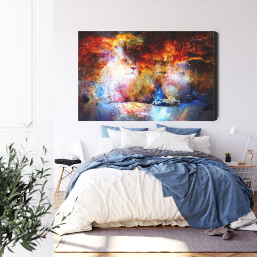 Obraz na płótnie Lew Fantazja Kosmos  Premium Canvas - obrazek 3
