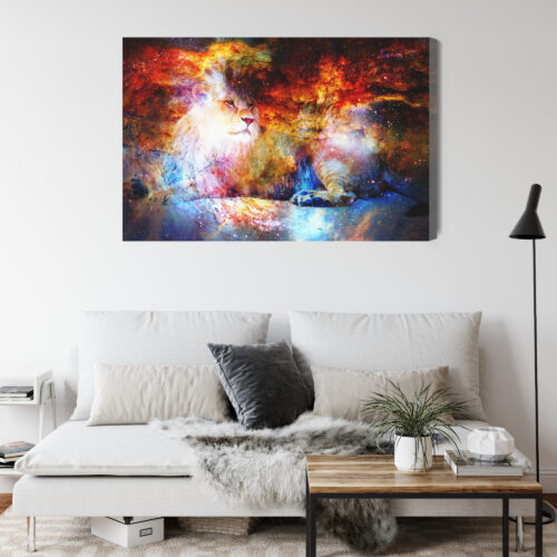 Obraz na płótnie Lew Fantazja Kosmos  Premium Canvas - obrazek 4