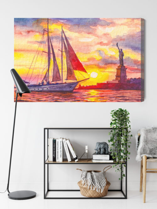 Obraz na płótnie Nowy Jork Akwarela Zachód  Premium Canvas - obrazek 9