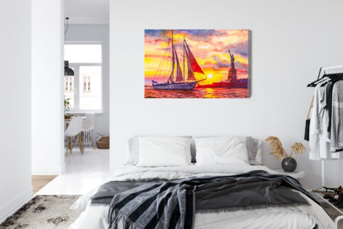 Obraz na płótnie Nowy Jork Akwarela Zachód  Premium Canvas - obrazek 7
