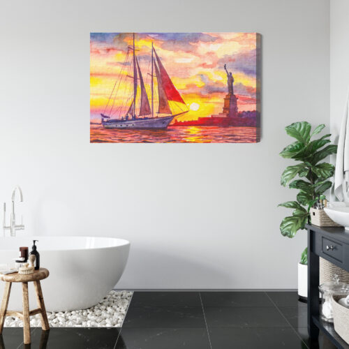Obraz na płótnie Nowy Jork Akwarela Zachód  Premium Canvas - obrazek 5