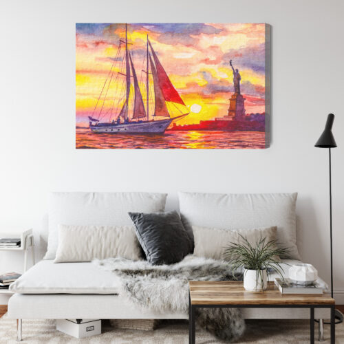 Obraz na płótnie Nowy Jork Akwarela Zachód  Premium Canvas - obrazek 4