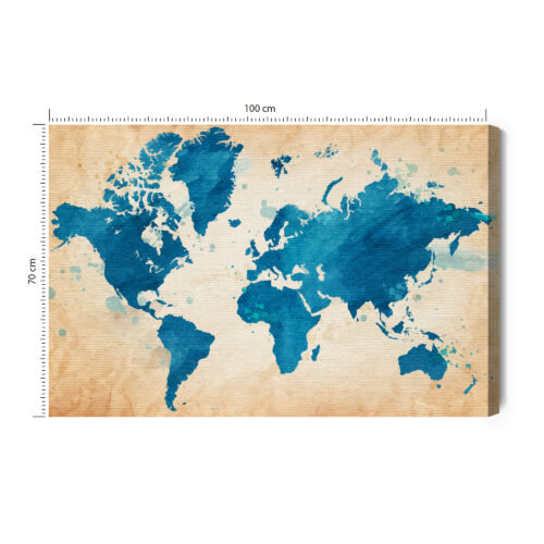 Obraz na płótnie Mapa Świata Akwarela Vintage  Premium Canvas