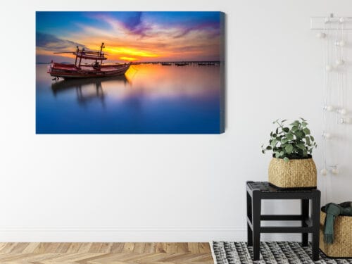 Obraz na płótnie Łódź Zachód słońca Fotografia  Premium Canvas - obrazek 8