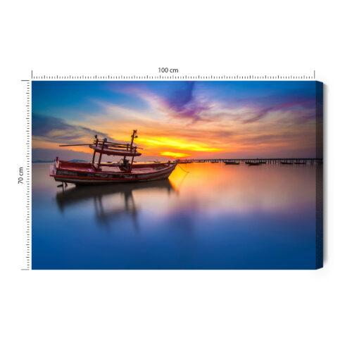 Obraz na płótnie Łódź Zachód słońca Fotografia  Premium Canvas