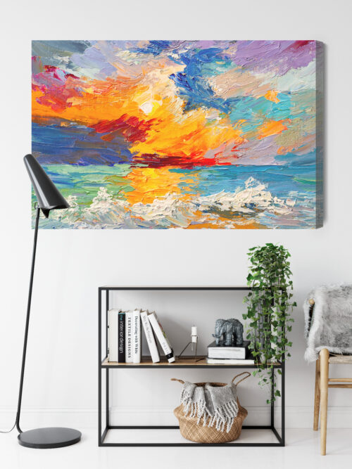 Obraz na płótnie Morze Zachód Słońca Impresjonistyczna fala  Premium Canvas - obrazek 9