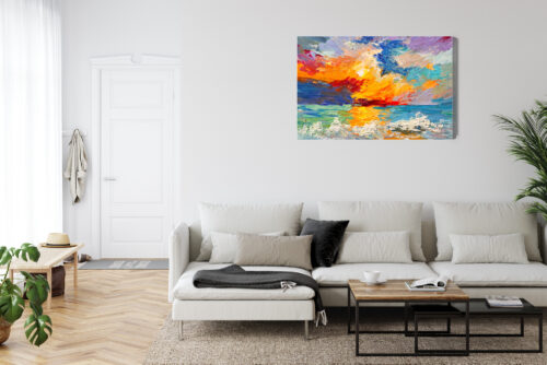 Obraz na płótnie Morze Zachód Słońca Impresjonistyczna fala  Premium Canvas - obrazek 6