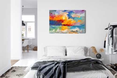 Obraz na płótnie Morze Zachód Słońca Impresjonistyczna fala  Premium Canvas - obrazek 7