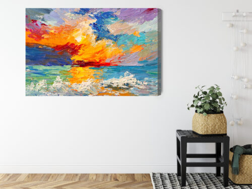 Obraz na płótnie Morze Zachód Słońca Impresjonistyczna fala  Premium Canvas - obrazek 8