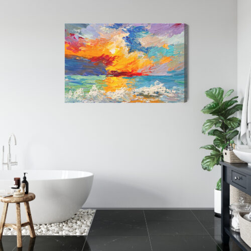 Obraz na płótnie Morze Zachód Słońca Impresjonistyczna fala  Premium Canvas - obrazek 5