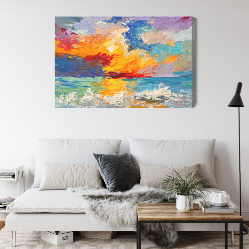 Obraz na płótnie Morze Zachód Słońca Impresjonistyczna fala  Premium Canvas - obrazek 4