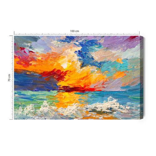 Obraz na płótnie Morze Zachód Słońca Impresjonistyczna fala  Premium Canvas