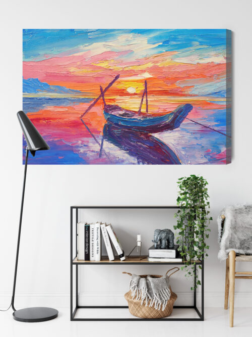 Obraz na płótnie Łódź Impresjonizm Zachód  Premium Canvas - obrazek 9