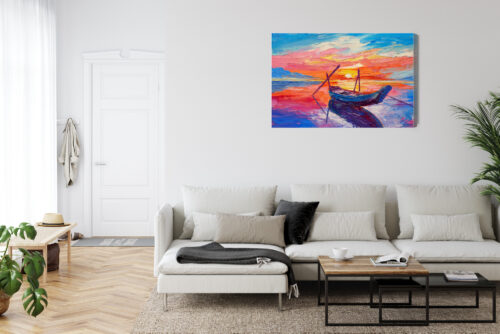 Obraz na płótnie Łódź Impresjonizm Zachód  Premium Canvas - obrazek 6