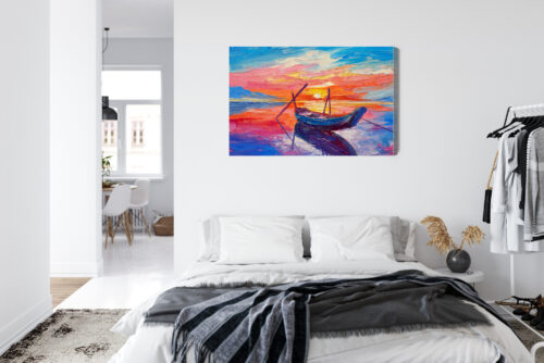 Obraz na płótnie Łódź Impresjonizm Zachód  Premium Canvas - obrazek 7