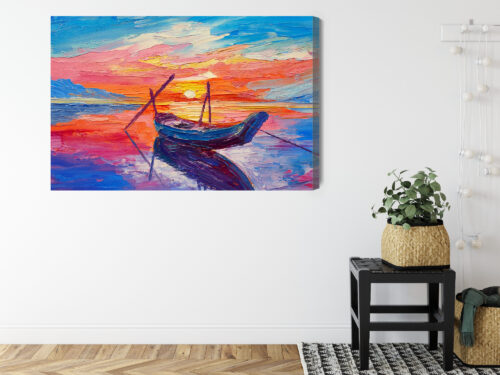 Obraz na płótnie Łódź Impresjonizm Zachód  Premium Canvas - obrazek 8