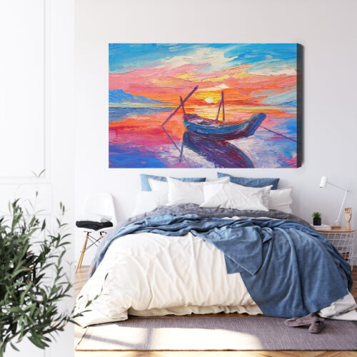 Obraz na płótnie Łódź Impresjonizm Zachód  Premium Canvas - obrazek 3