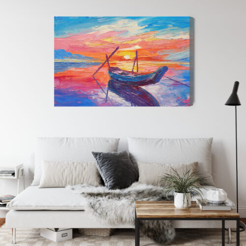 Obraz na płótnie Łódź Impresjonizm Zachód  Premium Canvas - obrazek 4