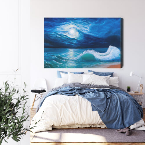 Obraz na płótnie Morze Malarstwo Noc  Premium Canvas - obrazek 3