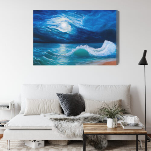 Obraz na płótnie Morze Malarstwo Noc  Premium Canvas - obrazek 4