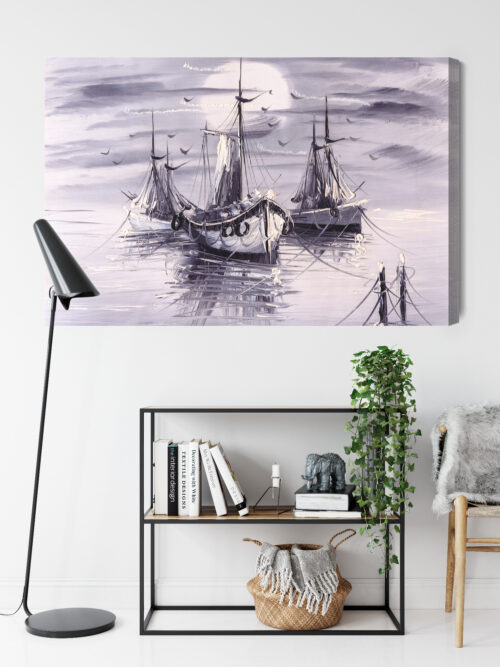 Obraz na płótnie Statki Impresjonizm Morze  Premium Canvas - obrazek 9