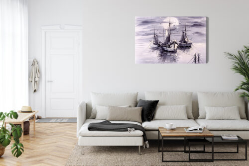 Obraz na płótnie Statki Impresjonizm Morze  Premium Canvas - obrazek 6
