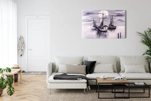 Obraz na płótnie Statki Impresjonizm Morze  Premium Canvas - obrazek 6