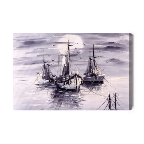 Obraz na płótnie Statki Impresjonizm Morze  Premium Canvas - obrazek 2