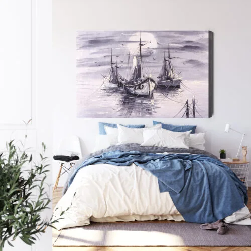 Obraz na płótnie Statki Impresjonizm Morze  Premium Canvas - obrazek 3