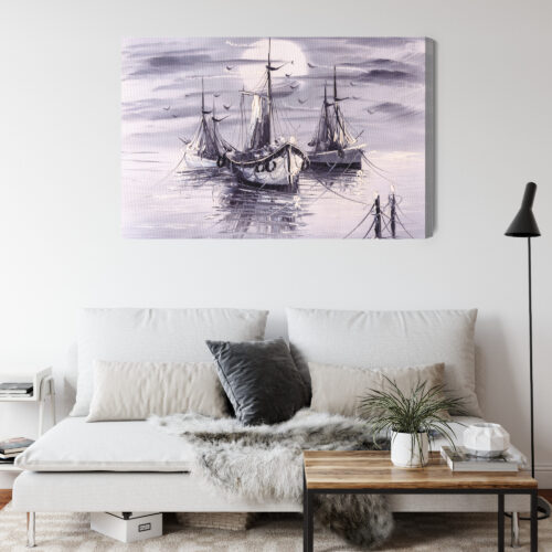 Obraz na płótnie Statki Impresjonizm Morze  Premium Canvas - obrazek 4