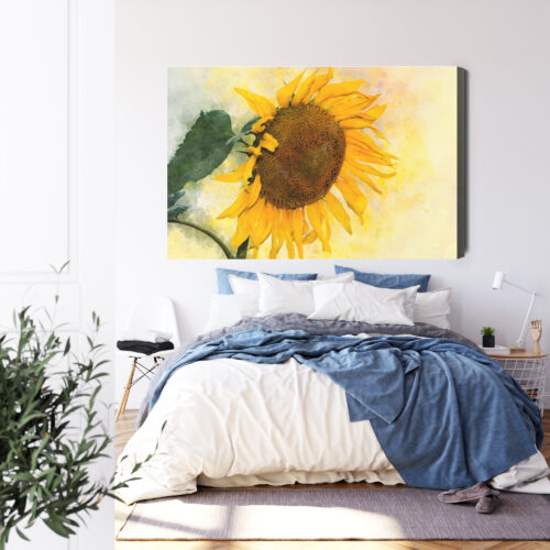 Obraz na płótnie Słonecznik Akwarela Kwiat  Premium Canvas - obrazek 3