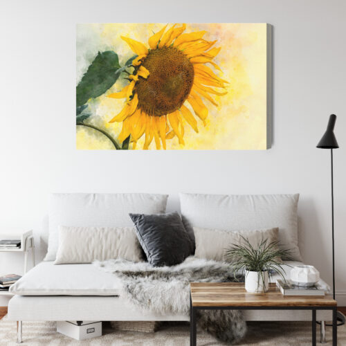 Obraz na płótnie Słonecznik Akwarela Kwiat  Premium Canvas - obrazek 4