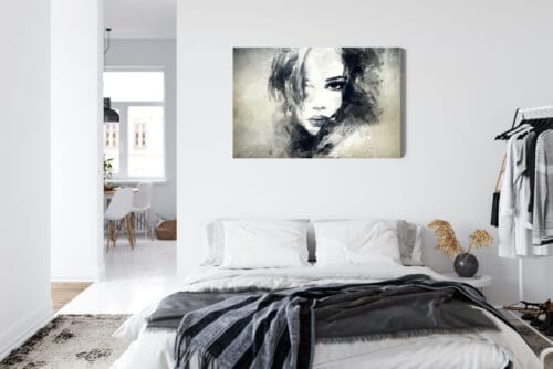 Obraz na płótnie Portret kobiety Akwarela Czarno-biała ekspresja Premium Canvas - obrazek 7