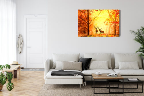 Obraz na płótnie Jelenie Akwarela Las  Premium Canvas - obrazek 6