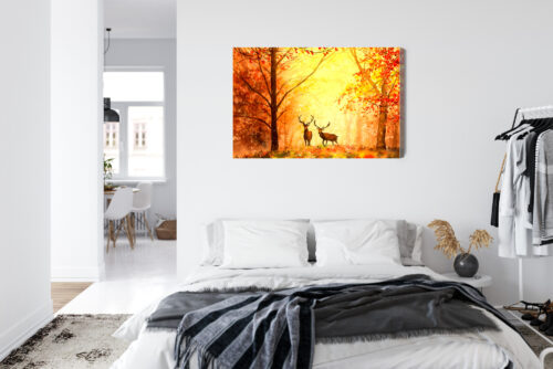 Obraz na płótnie Jelenie Akwarela Las  Premium Canvas - obrazek 7