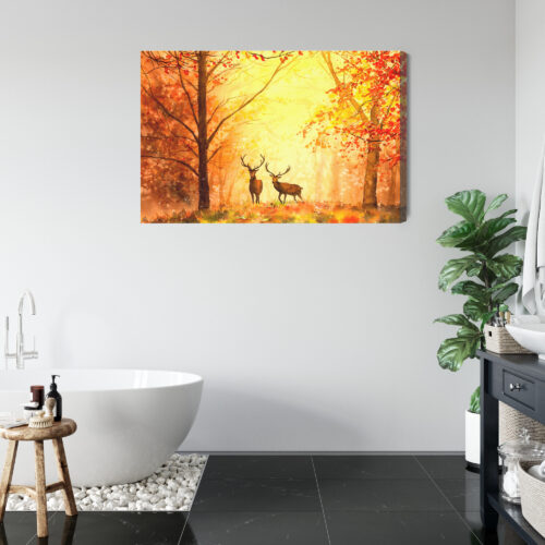 Obraz na płótnie Jelenie Akwarela Las  Premium Canvas - obrazek 5