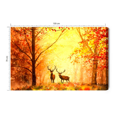 Obraz na płótnie Jelenie Akwarela Las  Premium Canvas