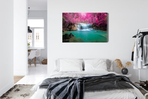 Obraz na płótnie Wodospad Różowa Dżungla Fantazyjny pejzaż  Premium Canvas - obrazek 7