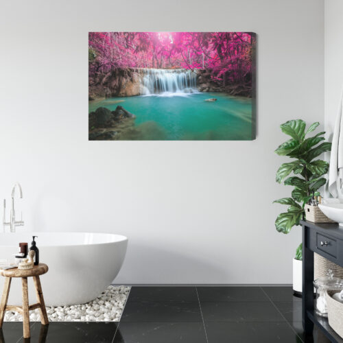 Obraz na płótnie Wodospad Różowa Dżungla Fantazyjny pejzaż  Premium Canvas - obrazek 5