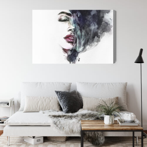 Obraz na płótnie Kobieta Akwarela Twarz  Premium Canvas - obrazek 4