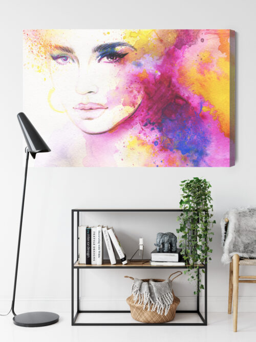 Obraz na płótnie Sztuka Portret kobiety w barwach akwareli Premium Canvas - obrazek 9