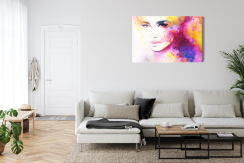 Obraz na płótnie Sztuka Portret kobiety w barwach akwareli Premium Canvas - obrazek 6