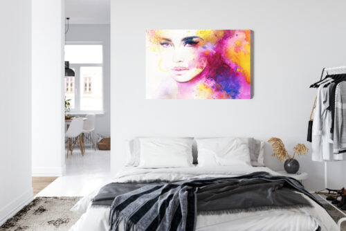 Obraz na płótnie Sztuka Portret kobiety w barwach akwareli Premium Canvas - obrazek 7